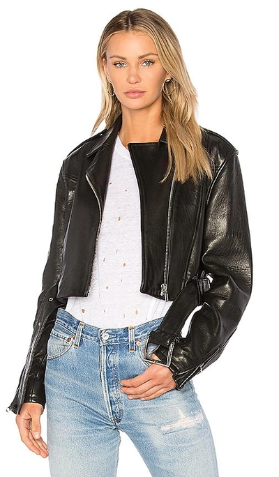 Shop Frame Denim Crop Moto Jacket In Black