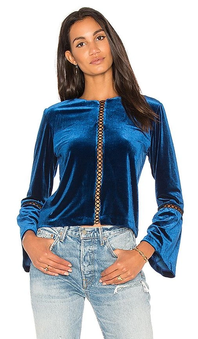 Shop Karina Grimaldi Calista Velvet Blouse In Royal