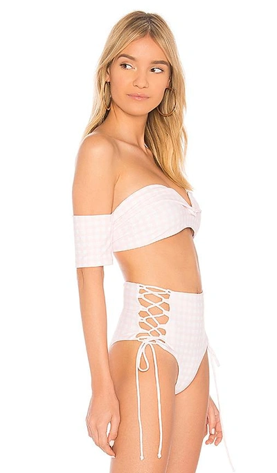 Shop Skye & Staghorn Shoulder Wrap Bikini Top In Blush Gingham
