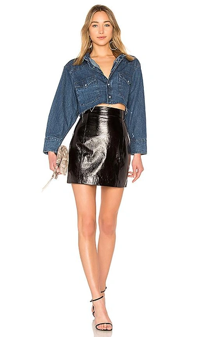 Shop Palmer Girls X Miss Sixty Patent Leather High Waisted Skirt In Black