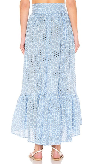 Shop Lisa Marie Fernandez Nicole Maxi Skirt In Cornflower & Cream