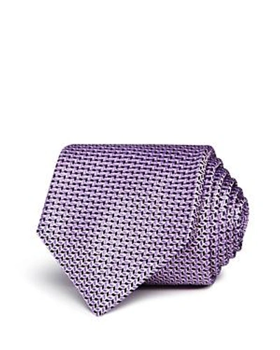 Shop Hugo Boss Neat Wavy-geo Silk Classic Tie In Navy/purple