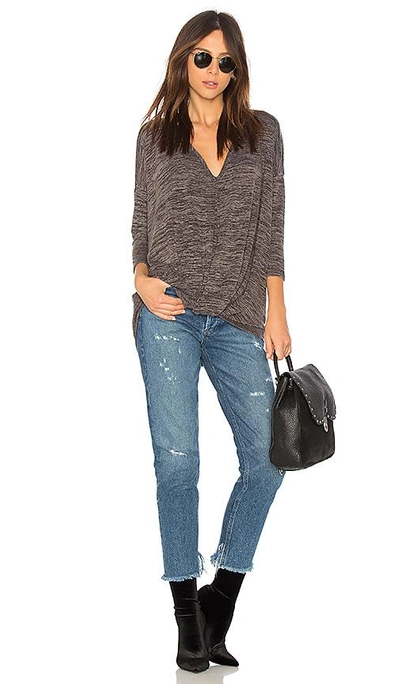 Shop Bobi Heather Knotted Sweater In Grey.