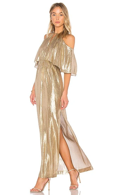 Shop Rachel Zoe Marlene Open Shoulder Gown In Metallic Gold