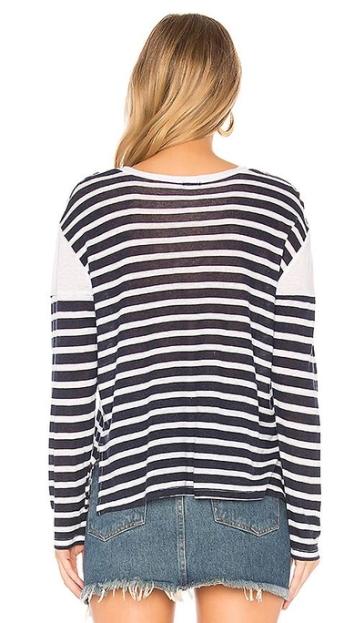 Shop Monrow French Stripe Tee In Navy