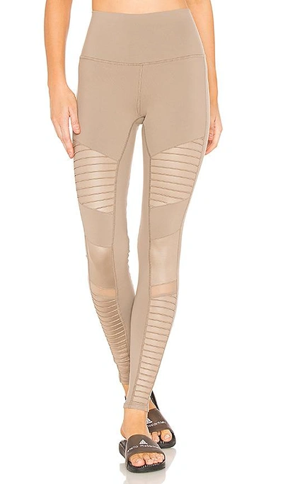 Shop Alo Yoga Moto Legging In Taupe