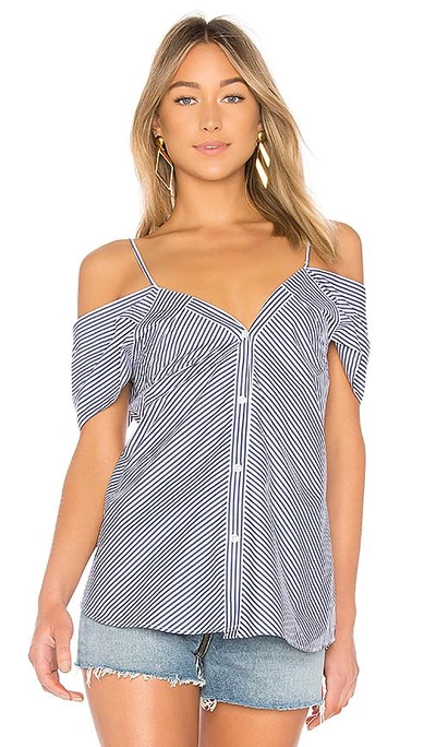 Shop Theory Off Shoulder Button Top In Blue