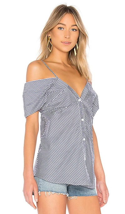 Shop Theory Off Shoulder Button Top In Blue