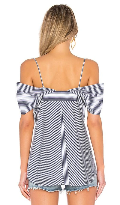 Shop Theory Off Shoulder Button Top In Blue