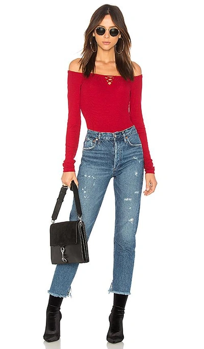 Shop Michael Stars Off The Shoulder Top In Red