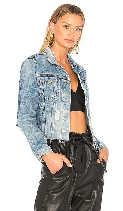 Shop Grlfrnd Cara Cropped Denim Jacket In Mary Jane