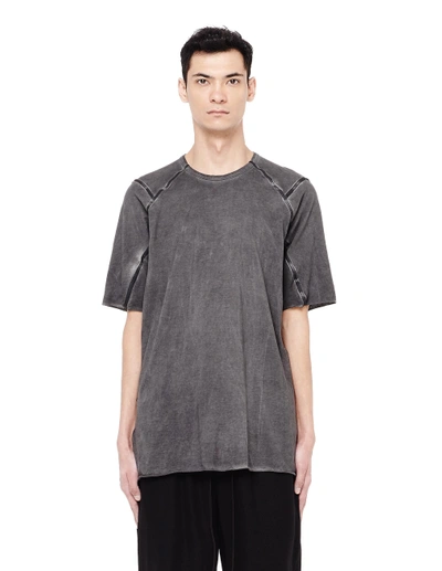Shop Isaac Sellam Leather Trimmed Cotton T-shirt In Grey
