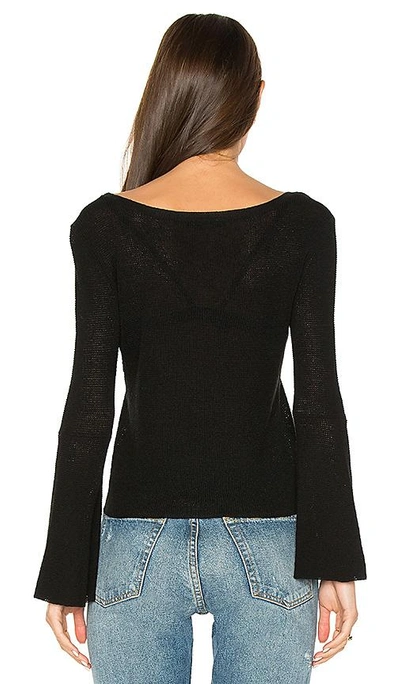 Shop Callahan Waffled Bell Sleeve Sweater In Black