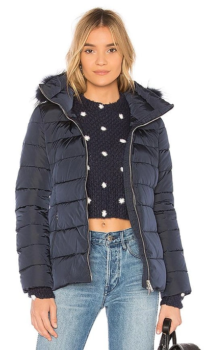 Shop Add Down Fur Trim Jacket In Blue