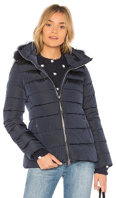 Shop Add Down Fur Trim Jacket In Blue