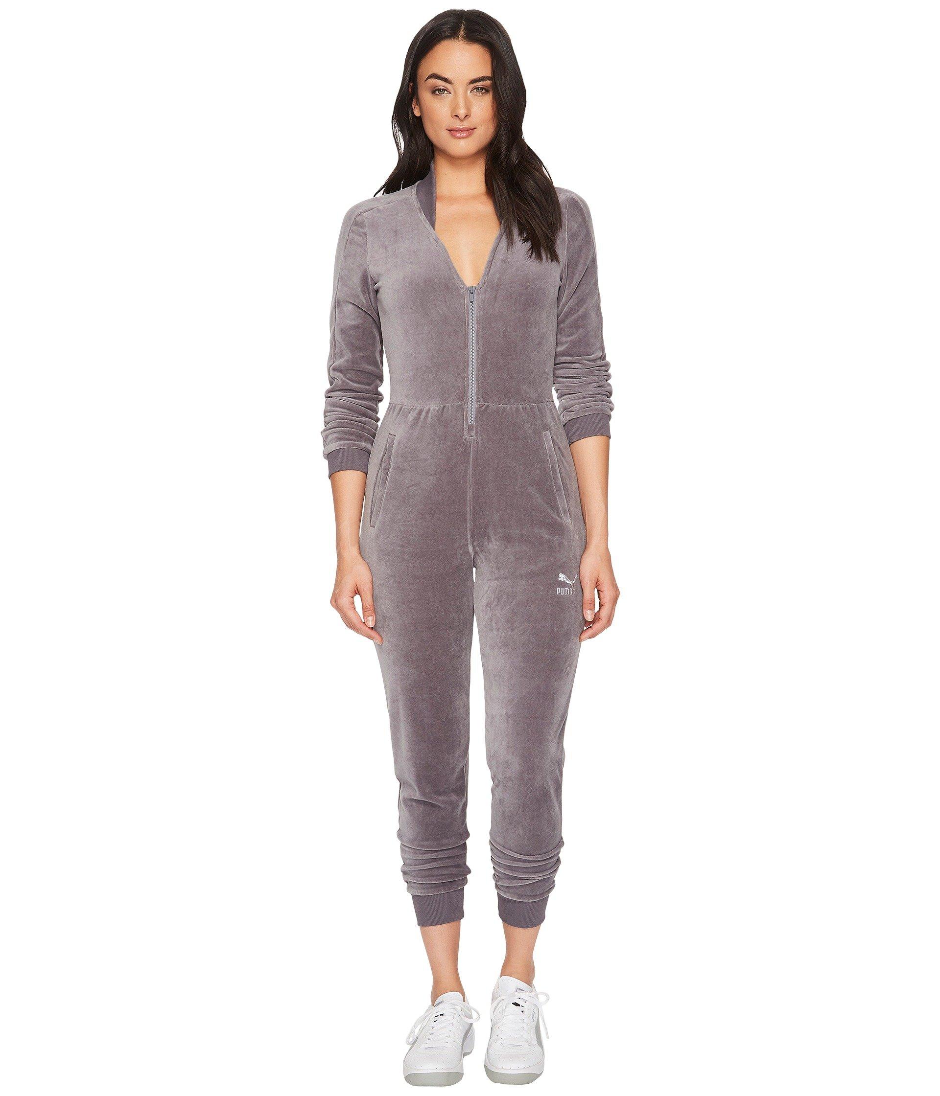 Puma Velour T7 Jumpsuit In Quiet Shade 