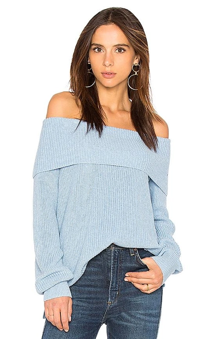 Shop 525 America Off Shoulder Sweater In Baby Blue