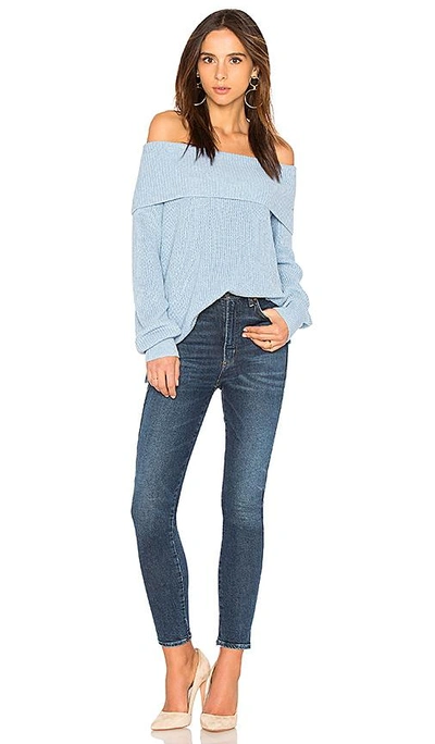 Shop 525 America Off Shoulder Sweater In Baby Blue
