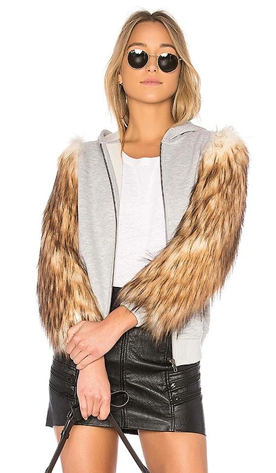 Shop Eaves X Revolve Elliot Faux Fur Hoodie Jacket In Gray