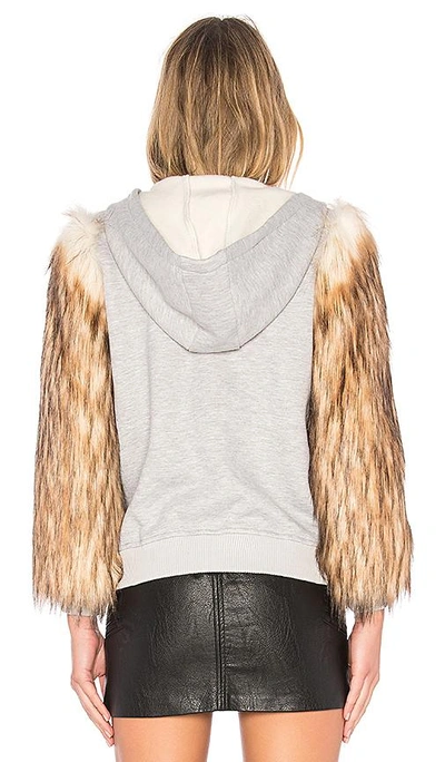 Shop Eaves X Revolve Elliot Faux Fur Hoodie Jacket In Gray