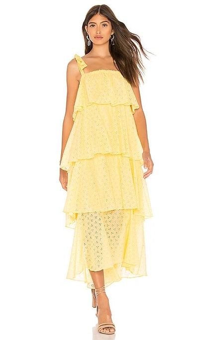 Shop Mds Stripes Tiered Cami Dress In Yellow