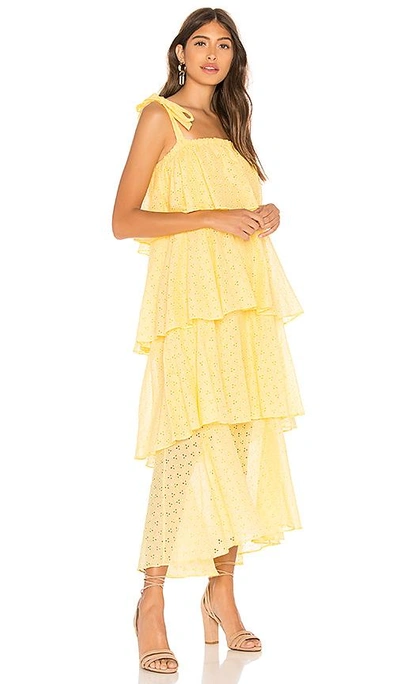 Shop Mds Stripes Tiered Cami Dress In Yellow