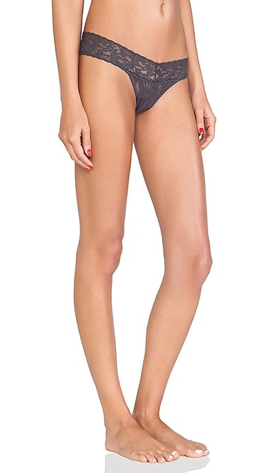 Shop Hanky Panky Signature Petite Low Rise Thong In Charcoal