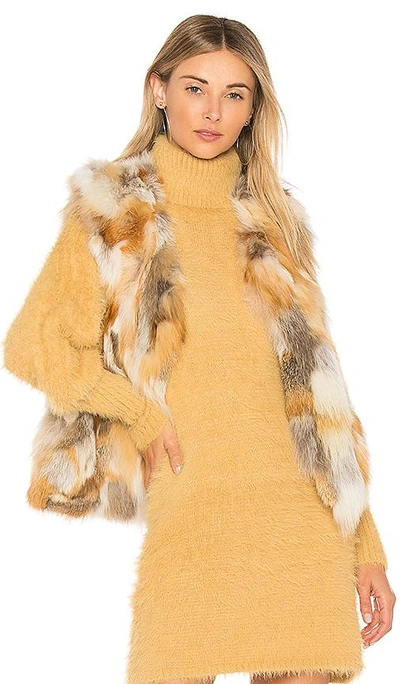 Shop Adrienne Landau Natural Fox Vest In Beige