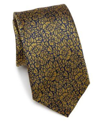 Shop Saks Fifth Avenue Collection Textured Floral Silk Tie In Yellow