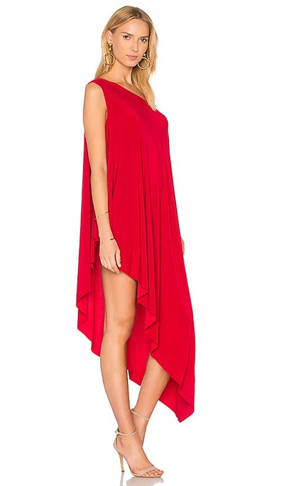 Shop Norma Kamali One Shoulder Diagonal Tunic In Red