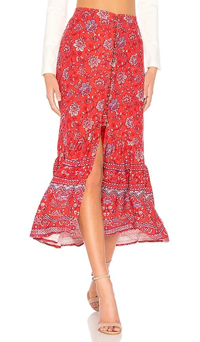 Shop Minkpink Lucia Maxi Skirt In Red