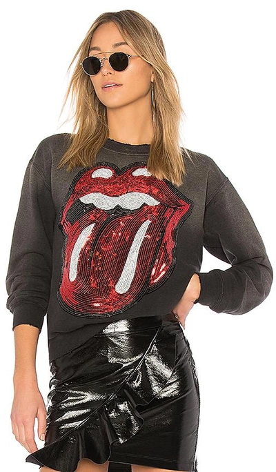 Madeworn Rolling Stones Sequins Sweatshirt In Dirty Black