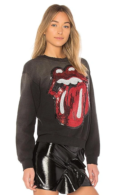 Shop Madeworn Rolling Stones Sequins Sweatshirt In Dirty Black