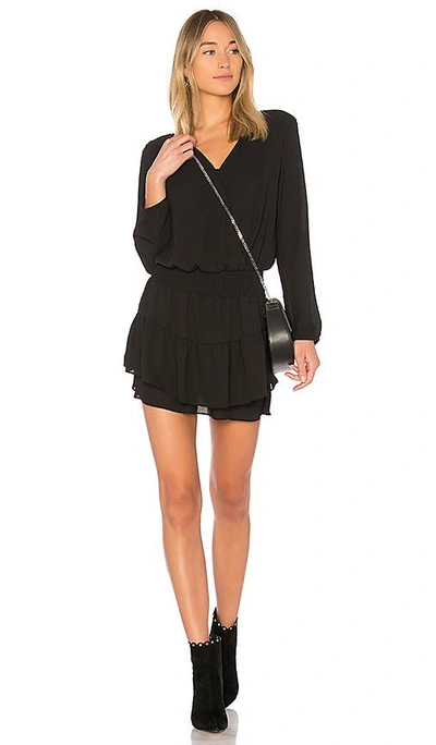 Shop Krisa Smocked Surplice Dress In Black