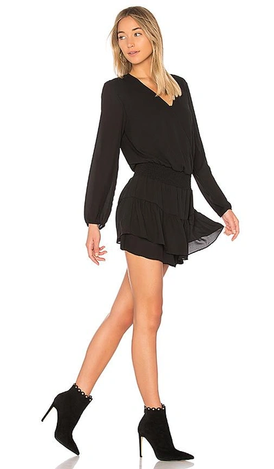 Shop Krisa Smocked Surplice Dress In Black