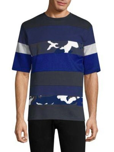 Shop Tommy Hilfiger He Mixed Striped Tee In Sky