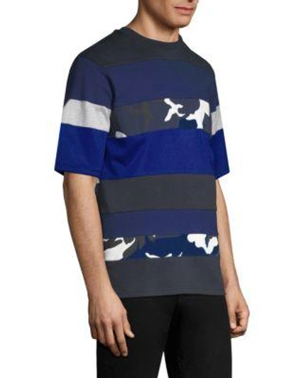 Shop Tommy Hilfiger He Mixed Striped Tee In Sky