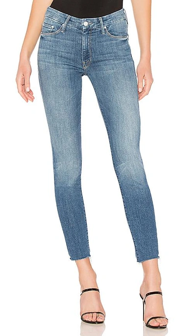 Shop Mother Looker Ankle Fray Jean In Blue