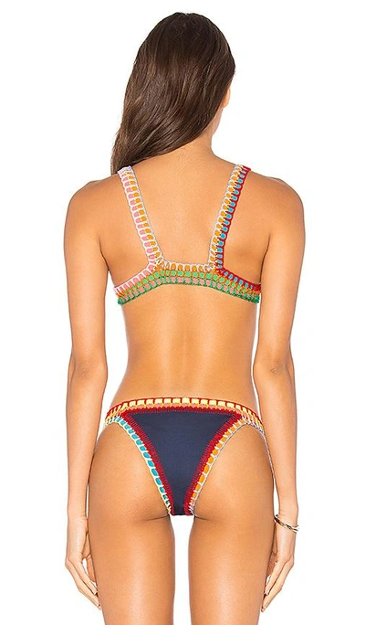 Shop Kiini Tasmin Bikini Top In Navy & Multi Neon