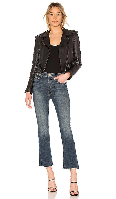 Mother The Hustler Fray Ankle Bootcut Jeans In Denim Medium
