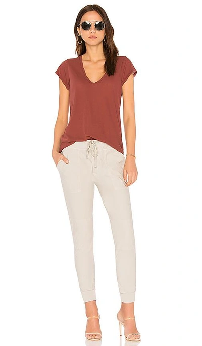 Shop James Perse High Gauge Deep V Tee In Red