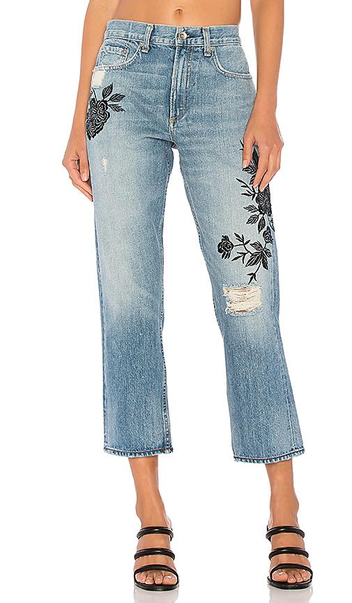 Rag & Bone Marilyn Embroidered Distressed Mid-rise Straight-leg Jeans ...