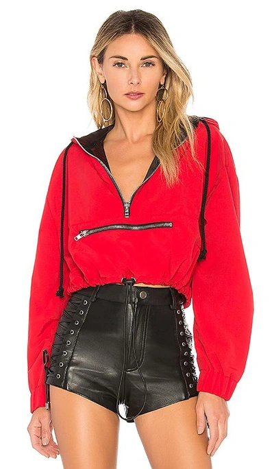 Shop Danielle Guizio Zipper Pocket Hoodie In Red