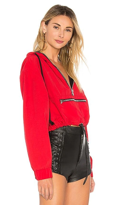 Shop Danielle Guizio Zipper Pocket Hoodie In Red