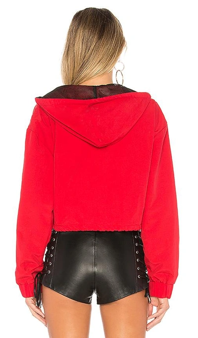 Shop Danielle Guizio Zipper Pocket Hoodie In Red