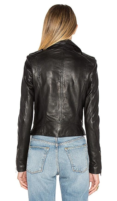 Lamarque Donna Hand-waxed Leather Moto Jacket In Black