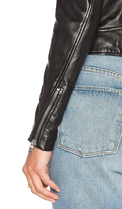 Lamarque Donna Hand-waxed Leather Moto Jacket In Black