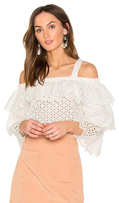 Shop Endless Rose Cold Shoulder Top With Tiered Sleeves In White