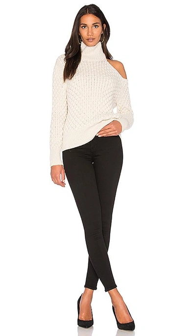 Shop Nude Turtle Neck Cut Out Shoulder Sweater In Cream