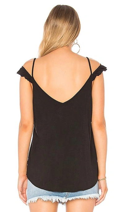 Shop Chaser Cool Jersey Ruffle Strap Cami In Black
